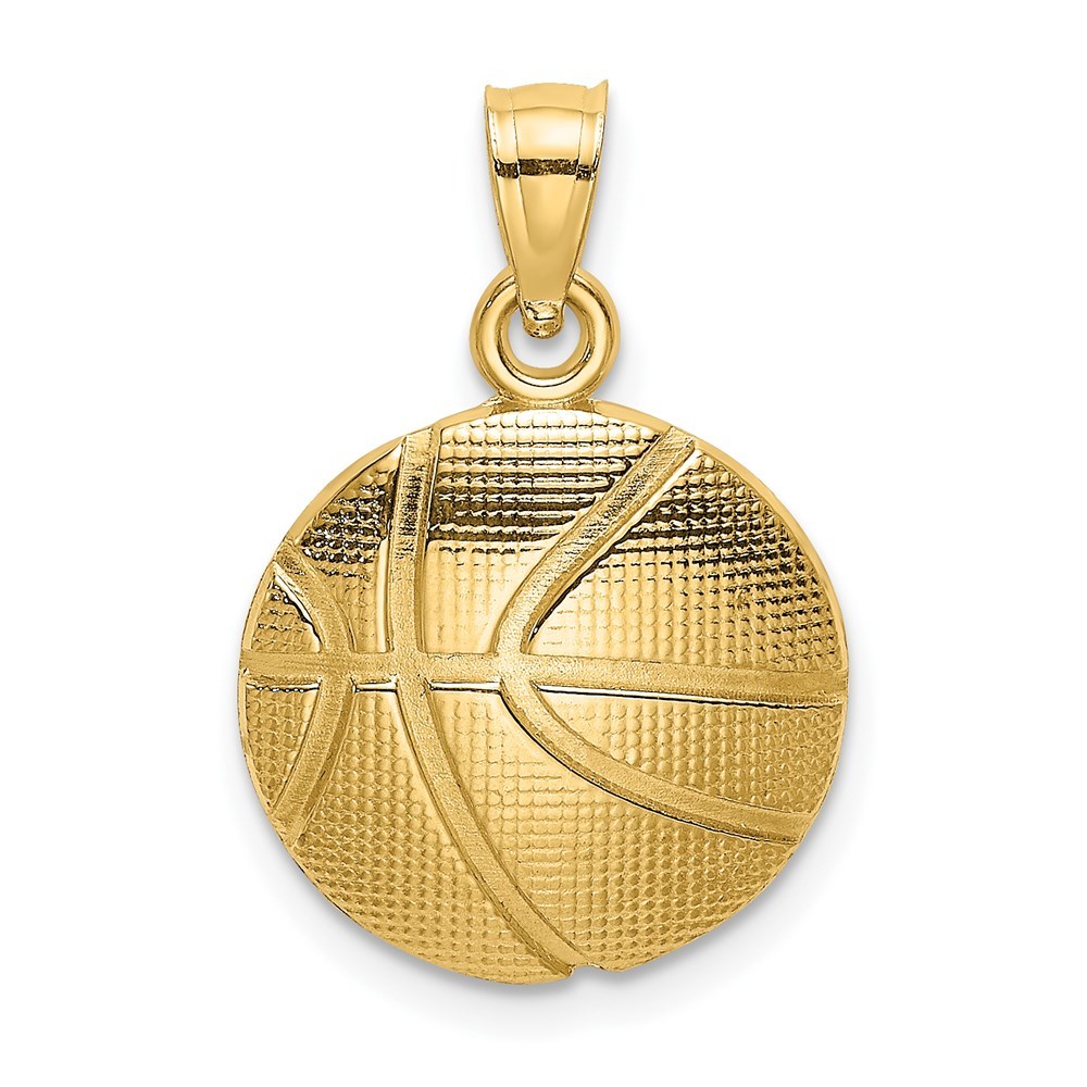 14k Yellow Gold Genuine Sports 2-D Textured Basketball Charm